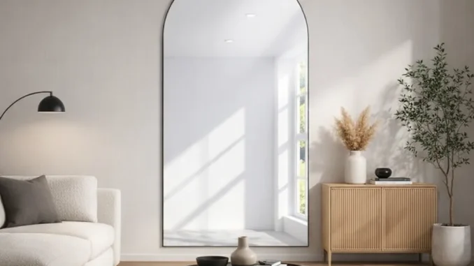 зеркало с аркой на стене